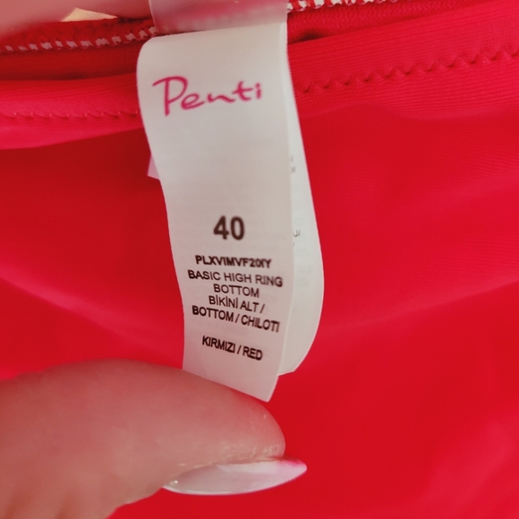 NWOT Penti Red Rouched Full Coverage Bikini Bototms - Picture 4 of 4